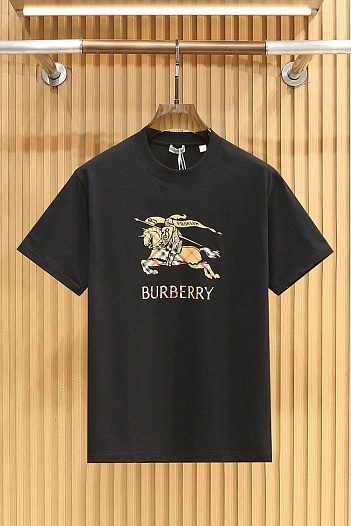 Мужская чёрная футболка Burberry Equestrian Knight   