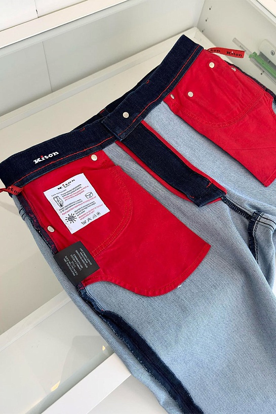 Мужские джинсы Kiton синего цвета