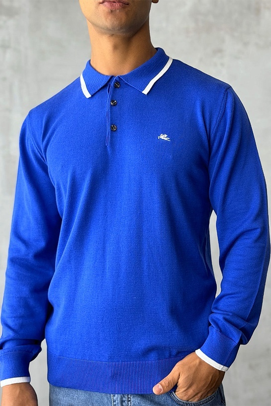 Поло с длинным рукавом Etro Pegaso logo - Blue