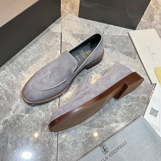 Замшевые лоферы Brunello Cucinelli - Grey