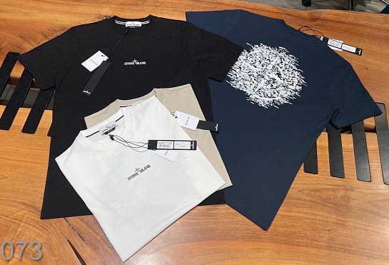 Мужская тёмно-синяя футболка Stone Island logo-print