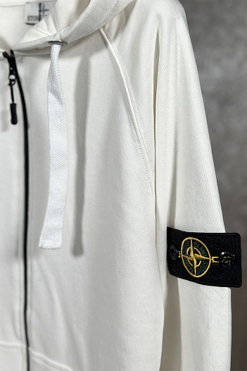 Белая кофта на молнии Stone Island compass-patch   