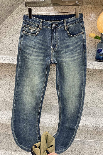 Мужские джинсы Prada logo-plaque - Blue   