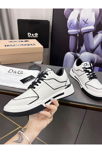 Белые кожаные кроссовки Dolce&Gabbana   
