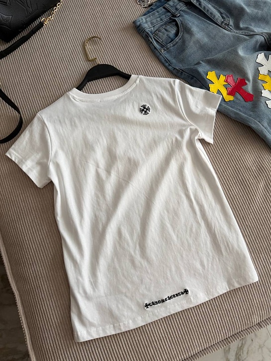 Женская белая футболка Chrome Hearts premium
