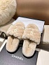 Женские меховые шлёпанцы Chanel Oran premium - Beige
