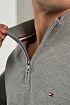 Серый джемпер Tommy Hilfiger Zip Neck logo-embroidered