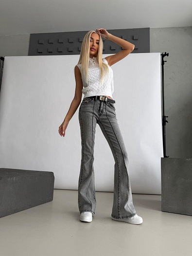 Синие женские джинсы клёш MIU MIU premium   