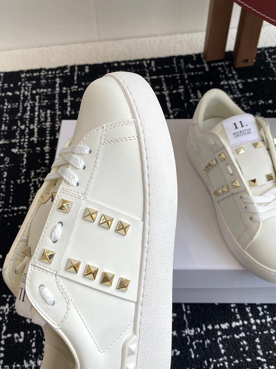 Женские кожаные кроссовки Valentino Premium - White