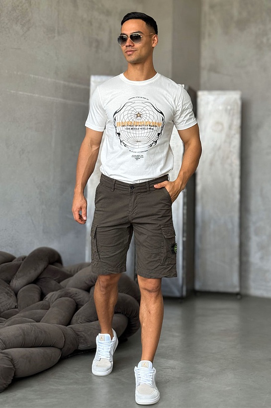 Зелёные шорты Stone Island cargo compass-patch