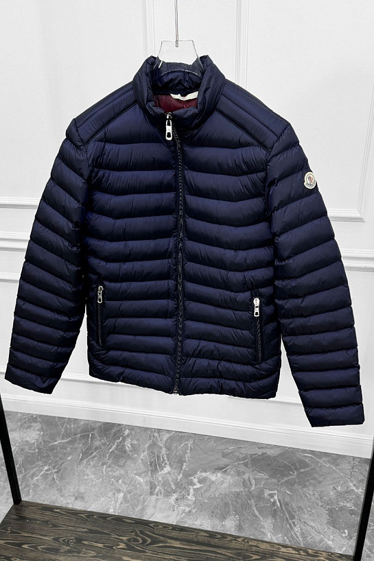 Мужская синяя куртка Moncler logo-patch