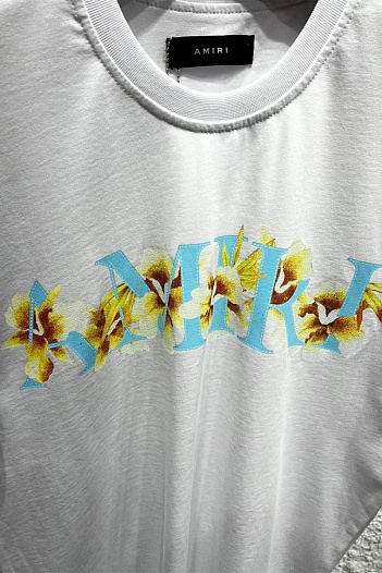 Белая оверсайз футболка Amiri Hibiscus Logo   