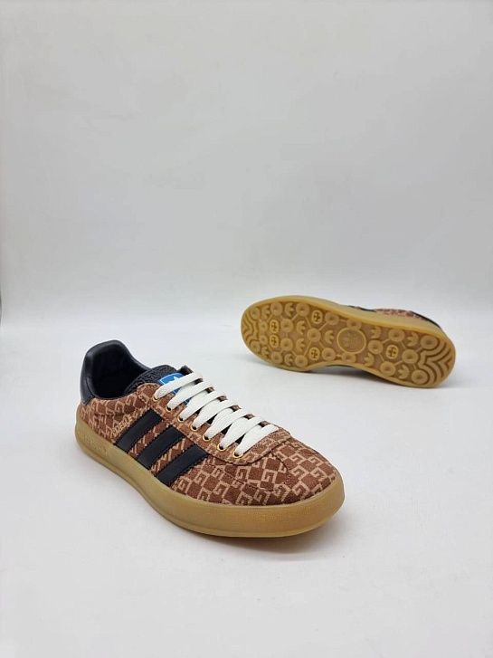 Женские кроссовки Gucci x Adidas Gazelle Collaboration - Brown