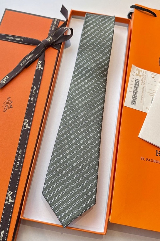 Галстук Hermes Jetez l'Ancre premium - Grey