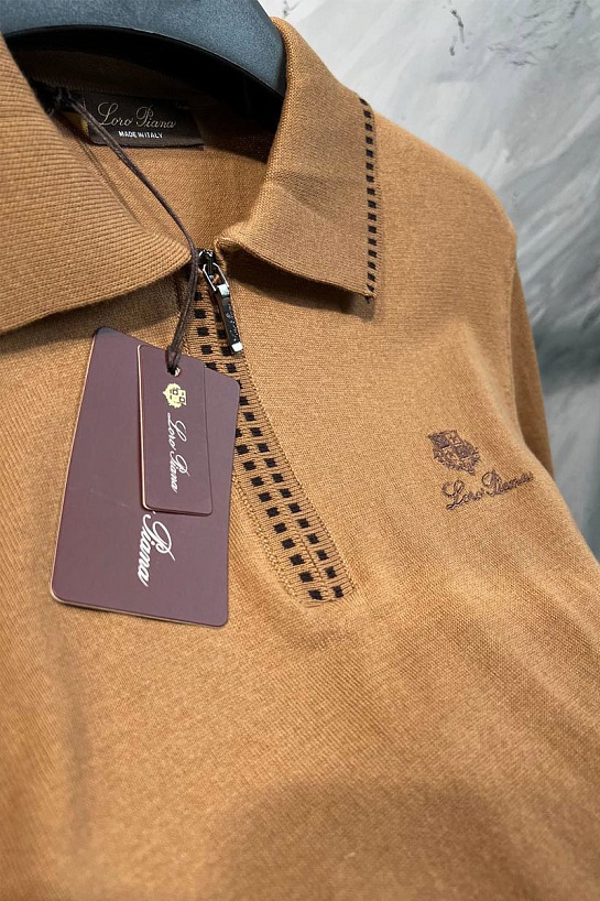 Мужское поло Loro Piana zip-neck - Brown