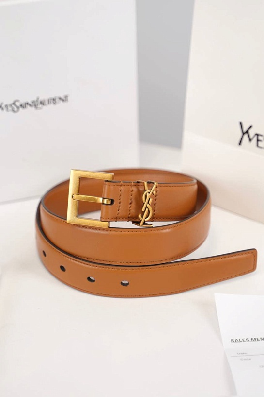 Кожаный ремень Yves Saint Laurent (ширина 3 см, длина 80 / 85 см)