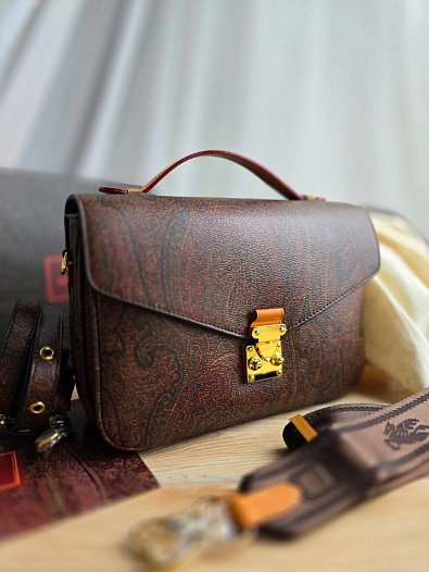 Кожаная сумка Etro с узором пейсли 24x17 см   