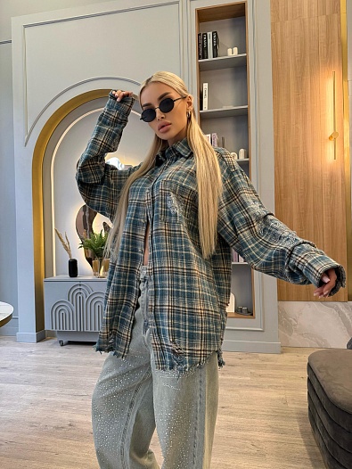 Женская рубашка в клетку Chrome Hearts   
