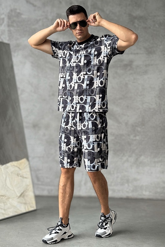 Мужская футболка Dior Oblique - Blue / White