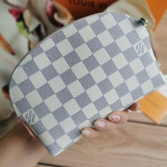 Кожаная косметичка Louis Vuitton Pouch PM Damier Azur Canvas 19x12 см - Black