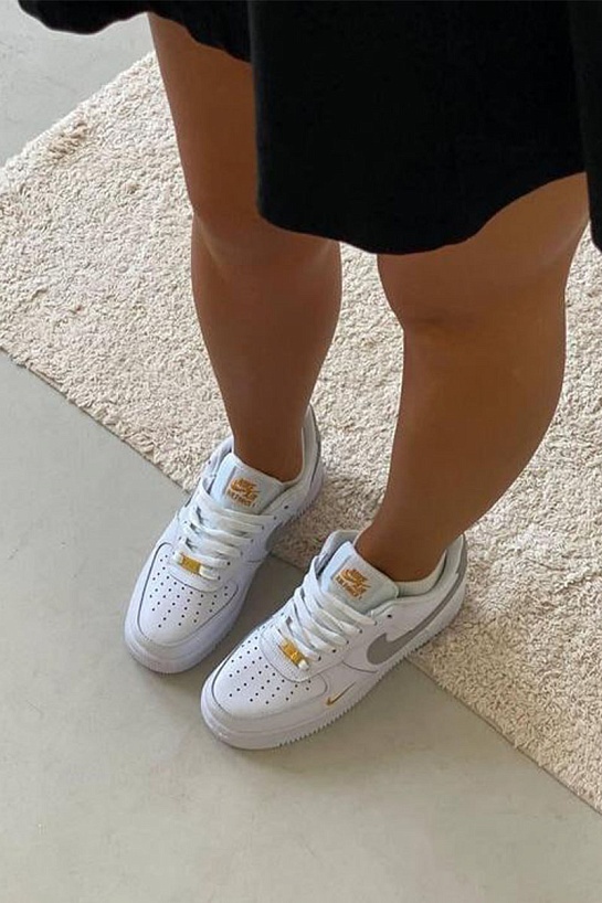 Кроссовки Nike Air Force 1 Mini Swoosh - Grey / Gold