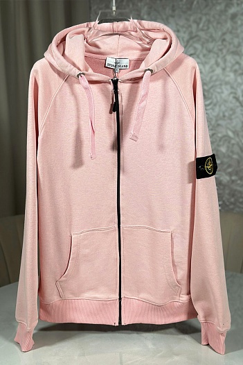 Розовая кофта на молнии Stone Island compass-patch   