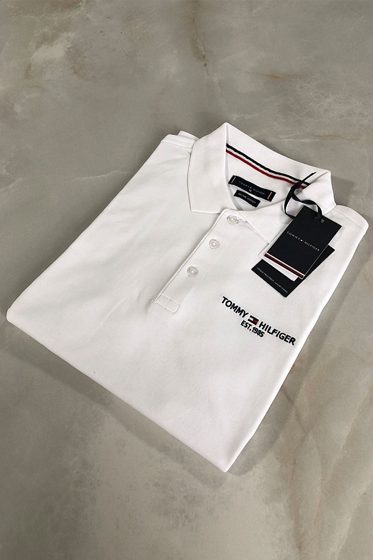 Белое мужское поло Tommy Hilfiger est.1985
