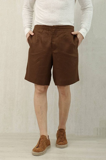 Льняные шорты коричневого цвета Zegna premium   