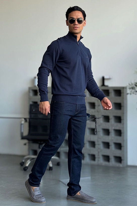 Кофта тёмно-синего цвета Tommy Hilfiger quarter-zip
