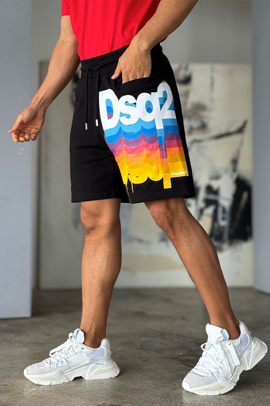 Чёрные мужские шорты Dsquared2 logo-print