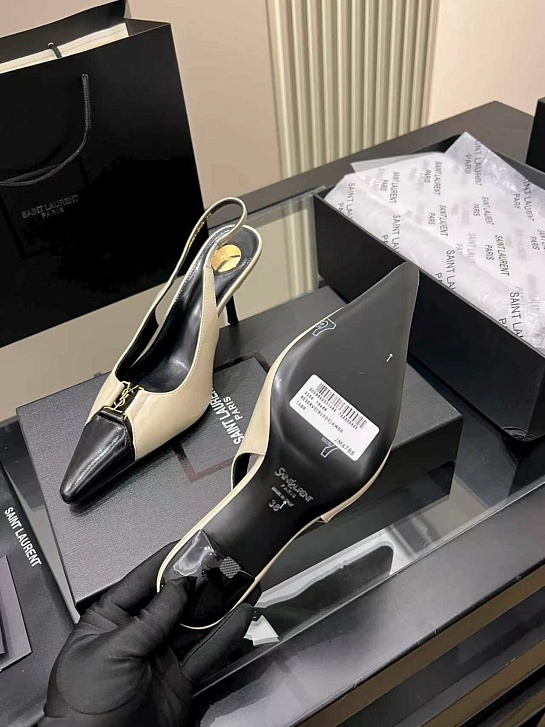 Женские кожаные туфли на каблуке Yves Saint Laurent premium
