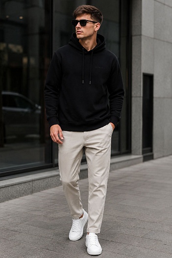 Чёрное худи Burberry Ekd Inlay 'Marks'   