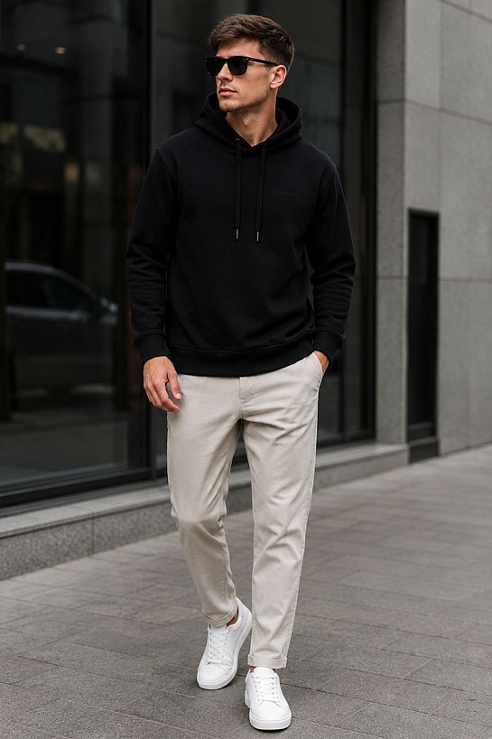 Чёрное худи Burberry Ekd Inlay 'Marks'