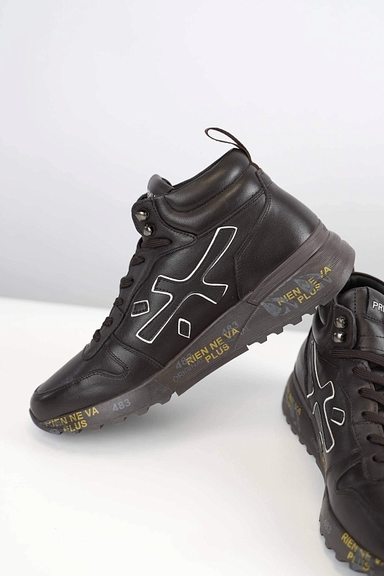 Кожаные кроссовки с мехом Premiata high-top - Brown
