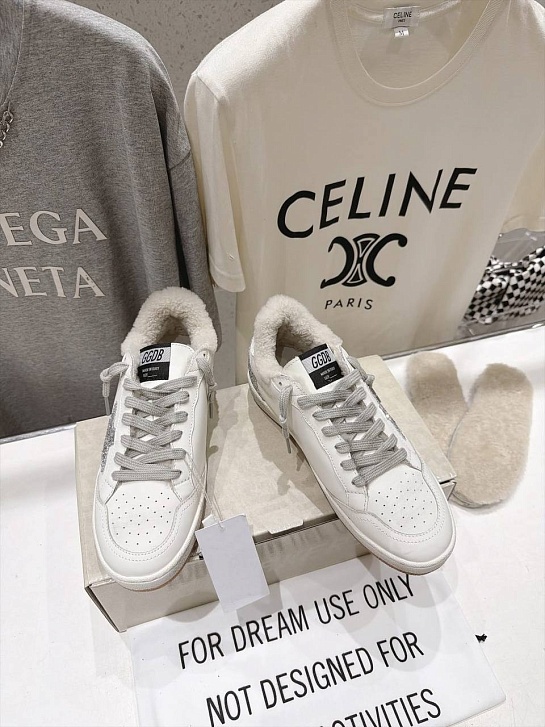 Женские кожаные кроссовки с мехом Golden Goose Ball Star premium