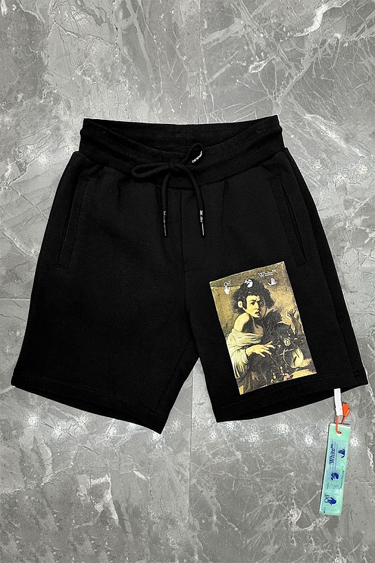 Мужские чёрные шорты Off-White "Boy bitten by a lizard"
