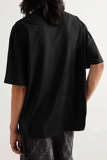 Чёрная оверсайз футболка Balenciaga BB Paris   