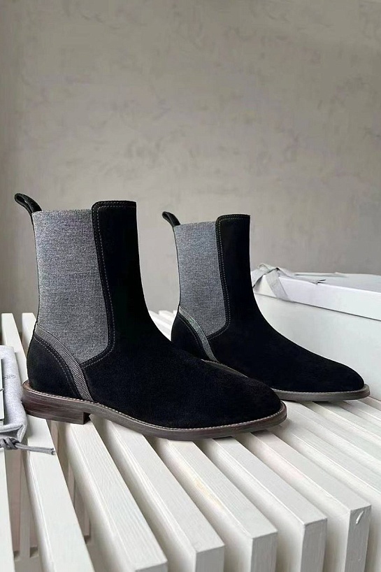 Женские замшевые ботинки Brunello Cucinelli Premium - Black