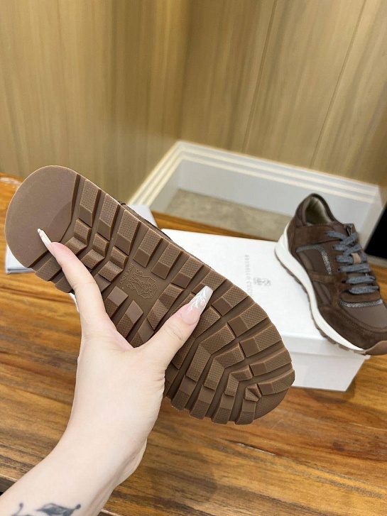 Женские замшевые кроссовки Brunello Cucinelli - Brown