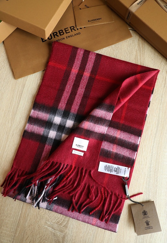 Шарф Burberry Check premium 168x30 см - Burgundy