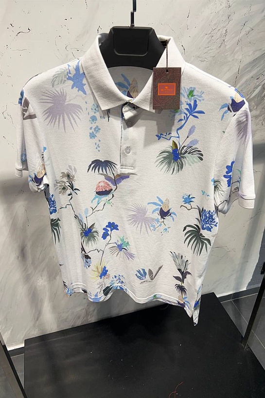 Мужское поло Etro "Floral" - White