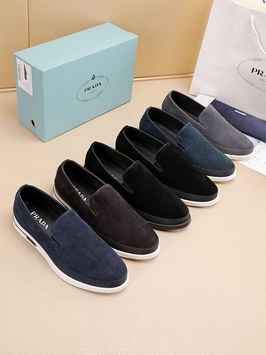 Мужские замшевые слипоны Prada Saint Tropez - Cyan Blue