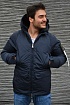 Утеплённая синяя парка Stone Island с патчем на плече