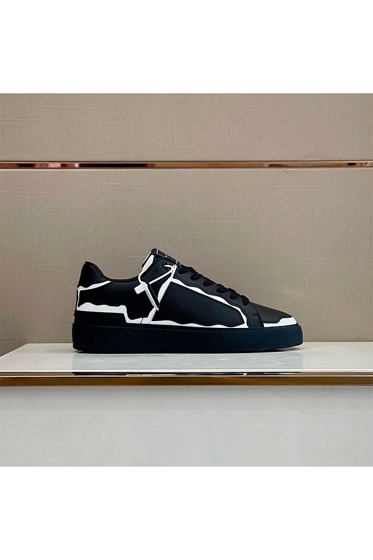 Чёрные кожаные кроссовки Balmain