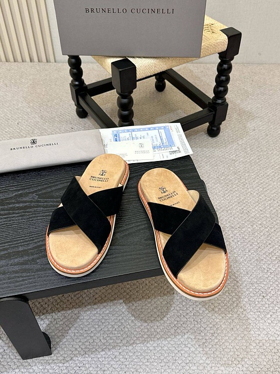Замшевые шлёпанцы Brunello Cucinelli Crossover