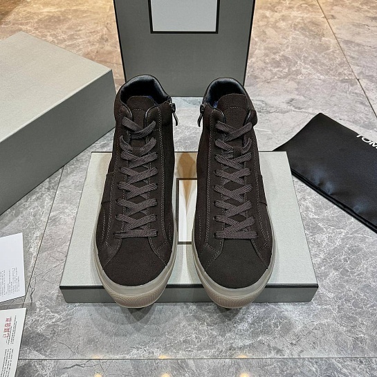 Замшевые кроссовки с мехом Tom Ford high-top - Brown
