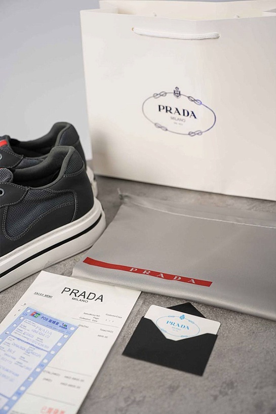 Комбинированные кроссовки Prada logo-stripe - Grey