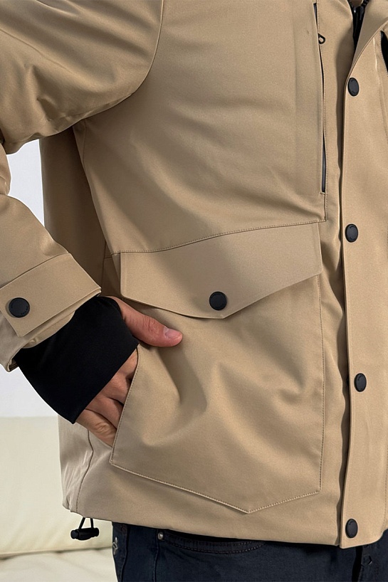 Бежевый пуховик Burberry London England logo-patch