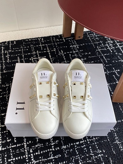Женские кожаные кроссовки Valentino Premium - White   