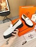 Женские кожаные лоферы Hermes Premium - White